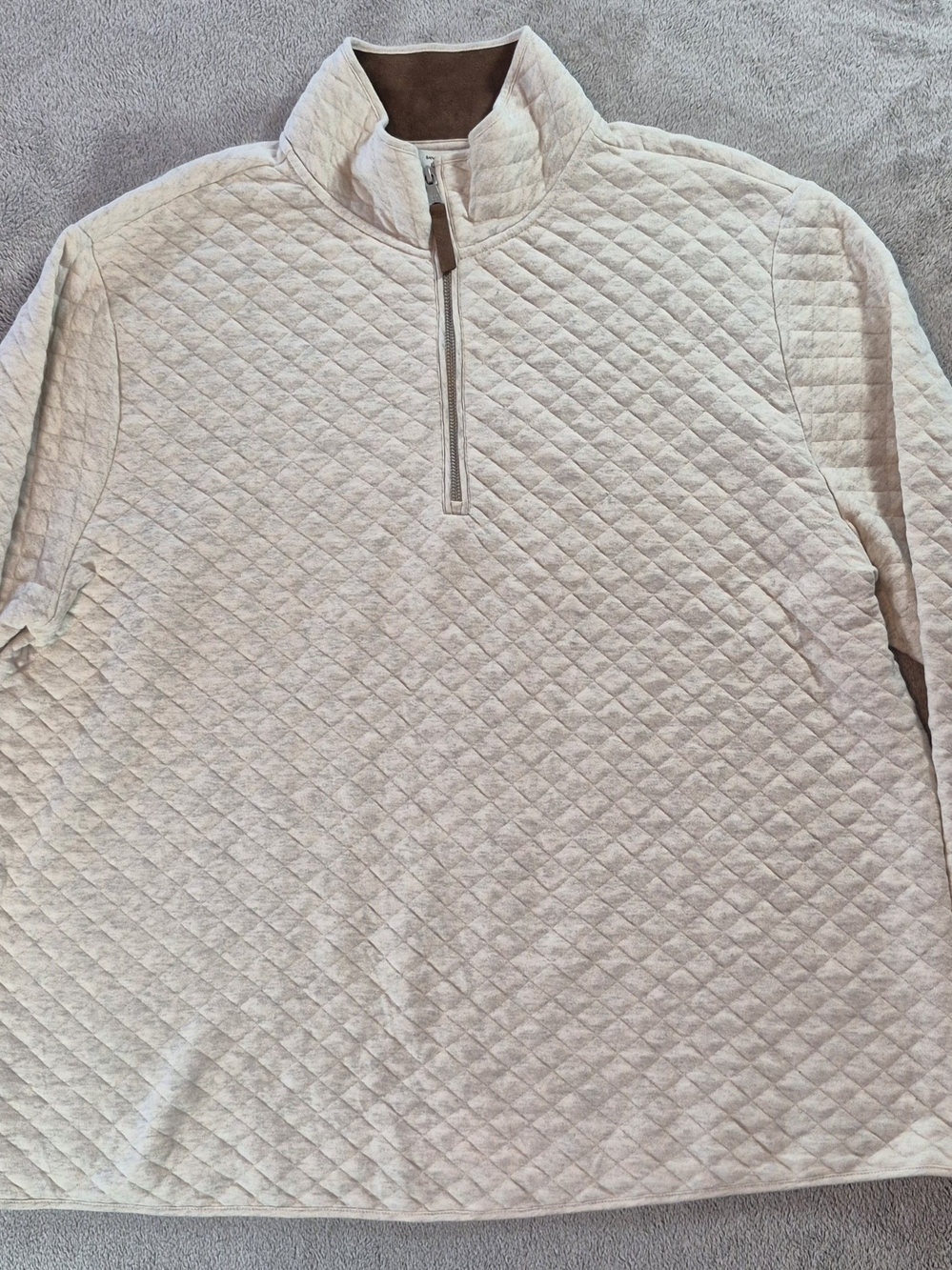 Banana Republic Quilted Half-Zip Waffle Pullover White Mens Sz XL